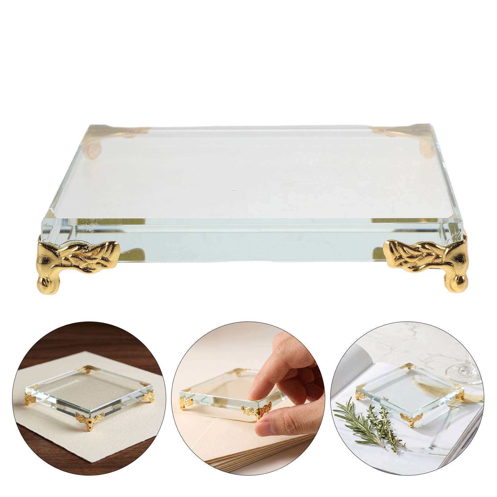 Paper Weight Crystal - Peso de papel de cristal quadrado,